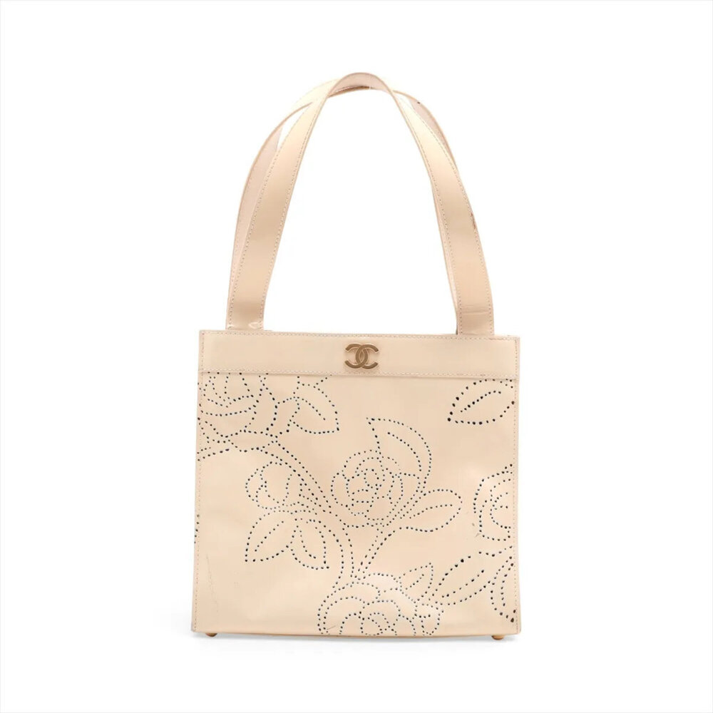 Chanel Camellia Leather Tote Bag/Shoulder Bag (Beige) with Guarantee Card and...